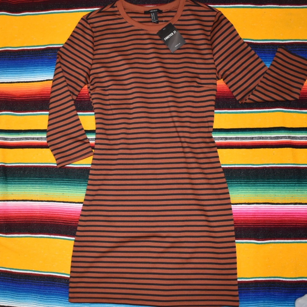 Striped Quarter Sleeve Dress